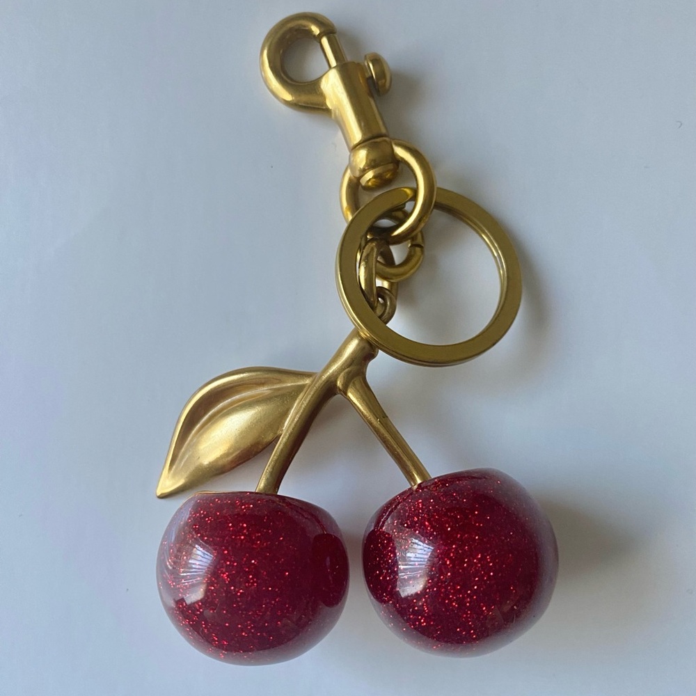 Big Inspired Sparkly Cherries Bag Charm